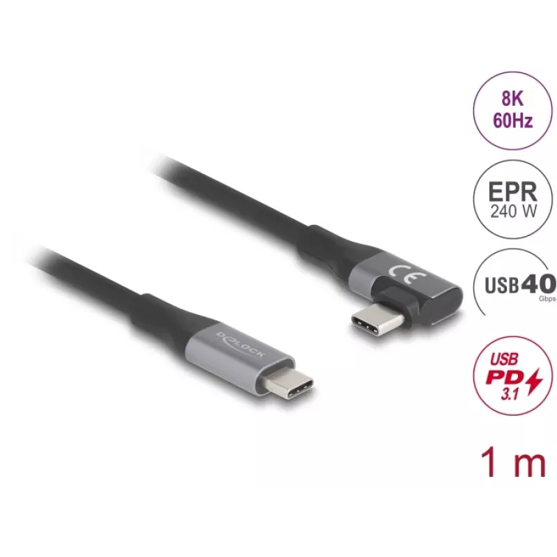 USB-kabel DeLOCK 81131 1 m USB-C zwart 40 Gbit/s