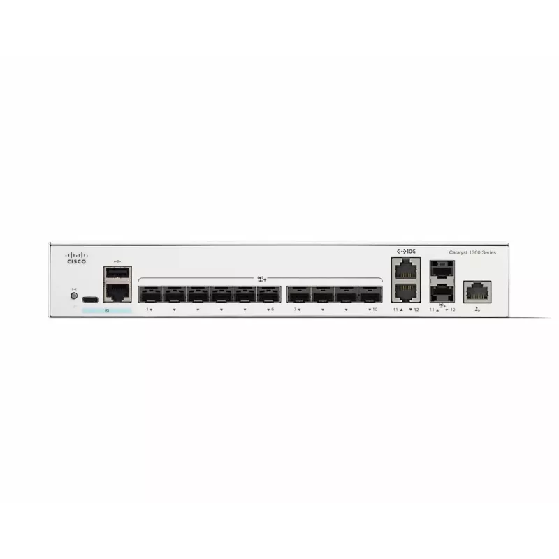 Netwerkswitch Cisco Catalyst C1300-12XS Managed L2/L3, 12 x 10Gb SFP+, 240 Gbit/s, 16k MAC, rackmontage, grijs