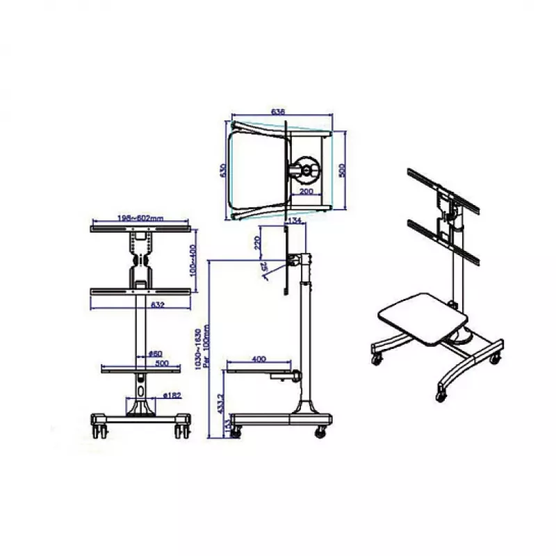 VALUE LCD-/tv-rolstandaard, 27-47 inch, tot 35 kg, zwart