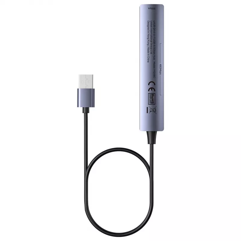 USB-hub Unitek H1208CGY01 — 4-poorts USB 3.0 (5 Gbit/s), achterwaarts compatibel met USB 2.0, aluminium