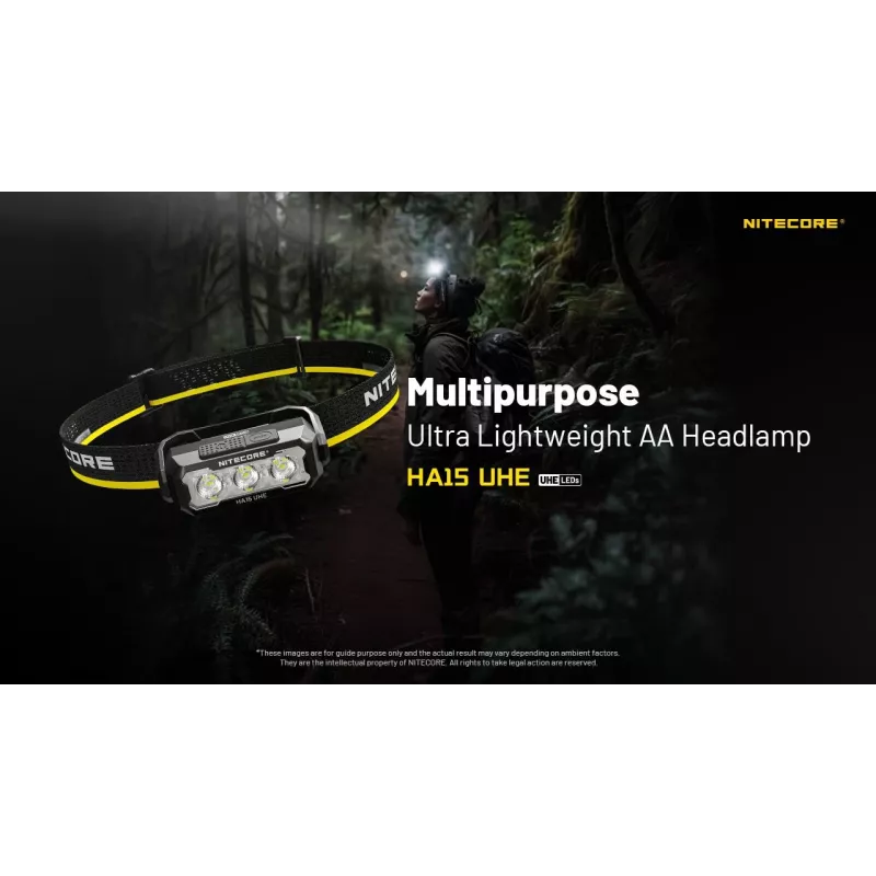 Hoofdlamp Nitecore HA15 UHE – compact, handsfree licht, max. 400 lumen