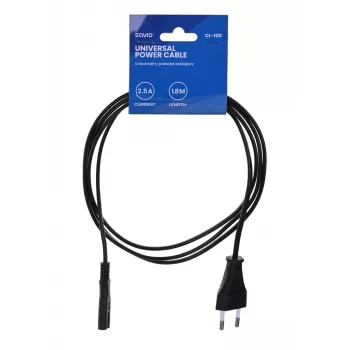 Savio CL-100 stroomkabel zwart 1,8 m IEC Type E (3,4 mm, 3,1 mm) IEC C7