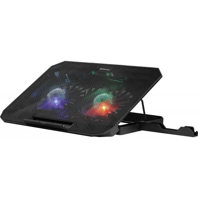 Laptop-koelpad DEFENDER NS-510 met 2 ventilatoren, 2×USB-aansluitingen en RGB-verlichting