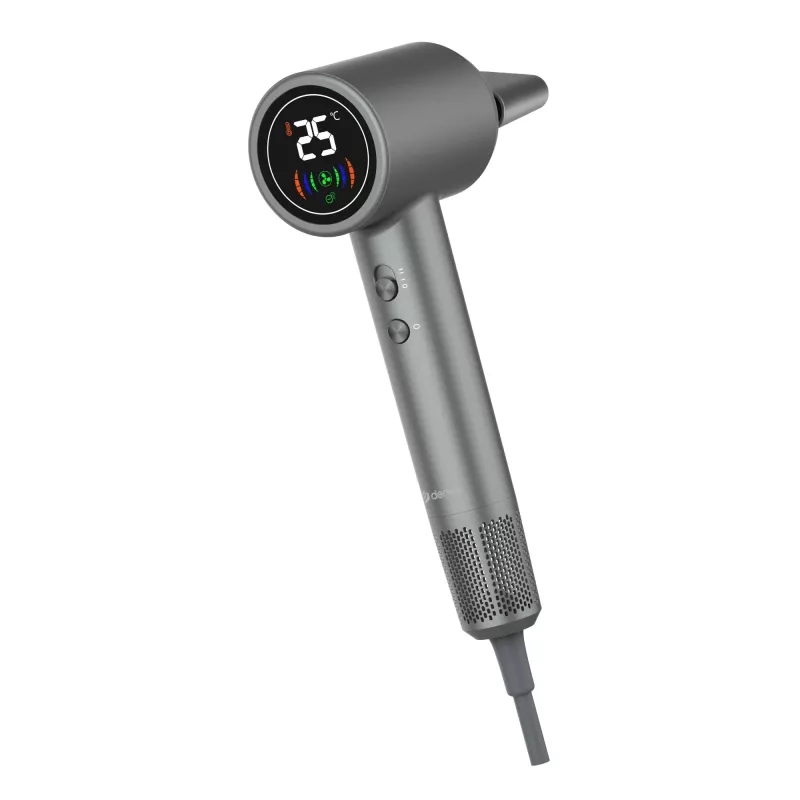 Haardroger DENVER HDD-1400DGR 1400 W, grijs, 110–240 V, 1,8 m kabel, 25–75 °C, 70×89×280 mm