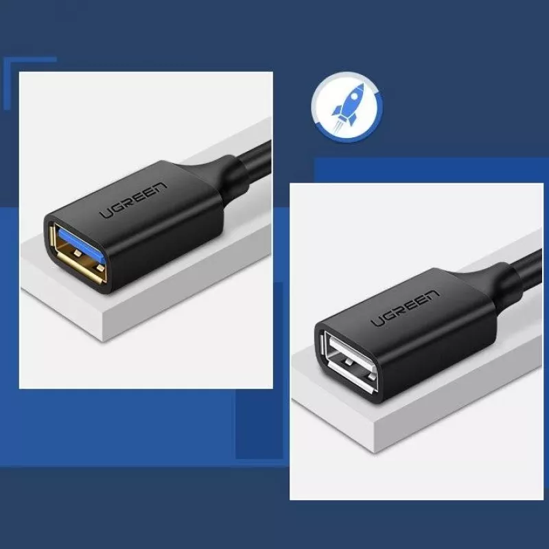 USB 3.0 verlengkabel-adapter UGREEN 10368B — USB-A bus naar USB-A stekker, 1 m, zwart