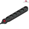 Verlengsnoer MACLEAN MCE225 — 1.5 m kabel, 6 Type F AC-stopcontacten, binnen, zwart