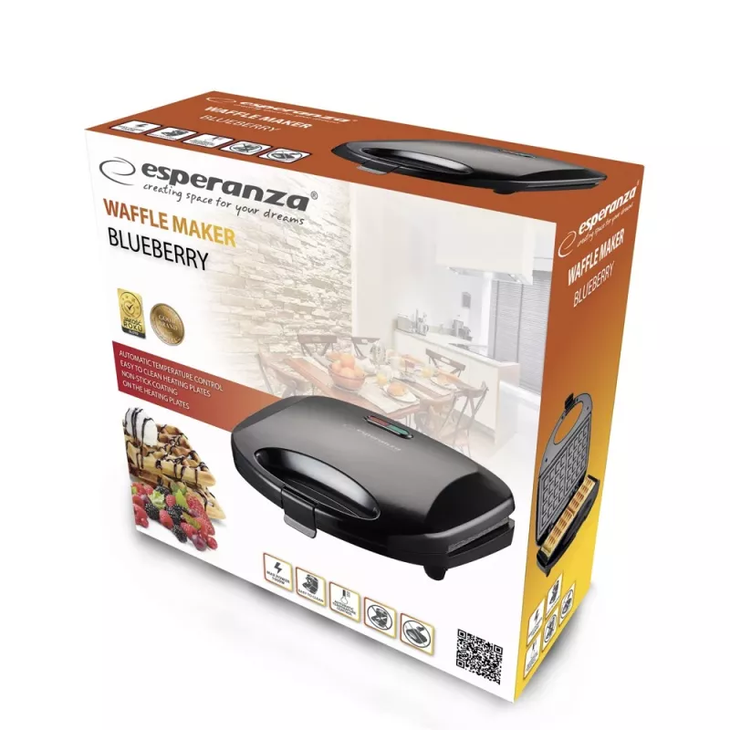Wafelijzer Esperanza EKT008 2 wafels 1000 W zwart