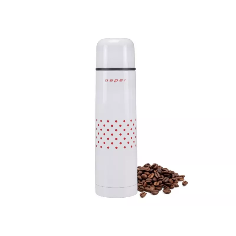 Beper BI.504 vacuümfles 500 ml, roestvrij staal, met beker, rood met stippen