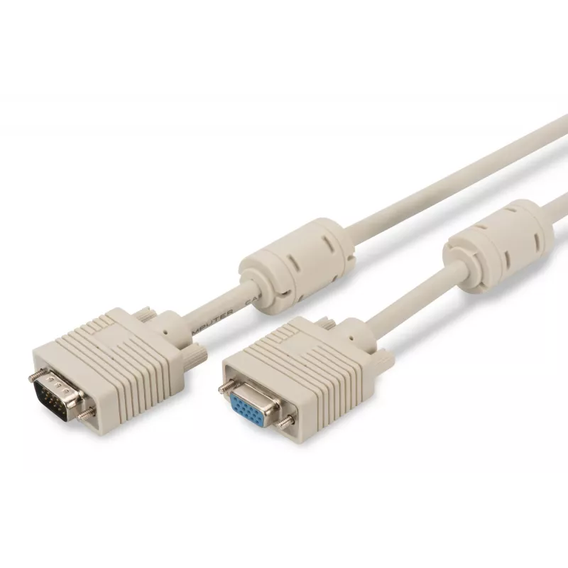 VGA-monitorverlengkabel DIGITUS AK-310203-030-E — 3 m, VGA (D-Sub) naar VGA (D-Sub), 3-coax+7-ader, beige