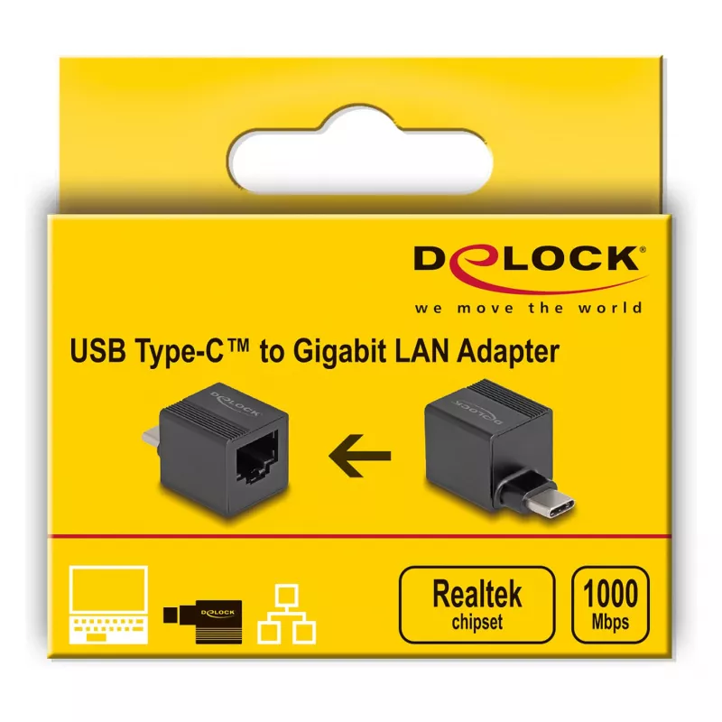 DeLOCK USB Type-C-adapter naar Gigabit LAN mini zwart