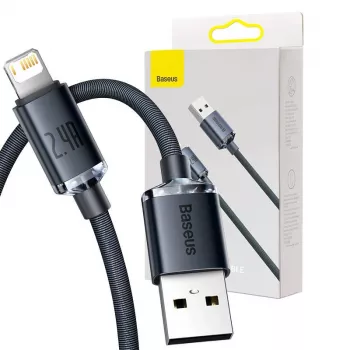 Baseus Crystal Shine kabel USB naar Lightning, 2,4A, 2m (zwart)