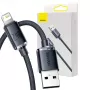Baseus Crystal Shine kabel USB naar Lightning, 2,4A, 2m (zwart)