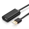 USB-A-verlengkabel met versterker, UGREEN US121, 10 m, zwart, A-stekker naar A-bus