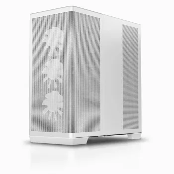 APNX pc midi tower C1-R-WT-v1 — wit, ondersteunt ATX/Micro-ATX/Mini-ITX, 3x 120 mm frontventilatoren voorgeïnstalleerd, 3x 3,5-inch + 3x 2,5-inch bays, USB 3.2 Gen1 x2