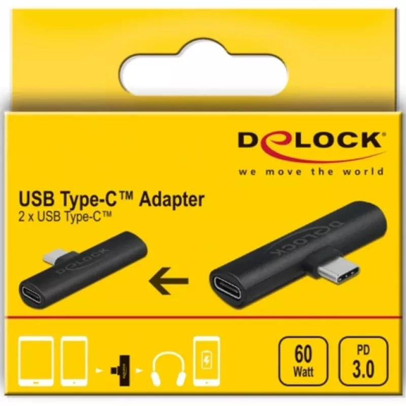 Adapter USB-C naar 2 x USB-C PD DeLOCK 64114