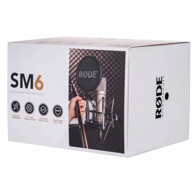 RODE SM6 schokdemper-houder met popfilter, zwart