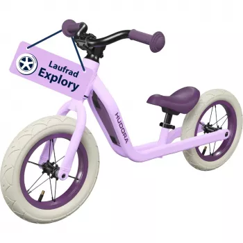 Loopfiets HUDORA Explory 12 inch lavendel – peuterloopfiets, 12-inch wielen, ontwerp zonder pedalen