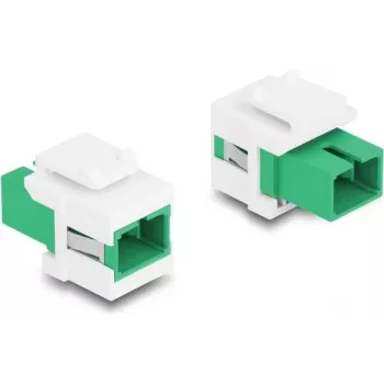Keystone-module DELOCK 87120 SC single-port platte adapter, groen/wit, 16,5×27,4×21,9 mm