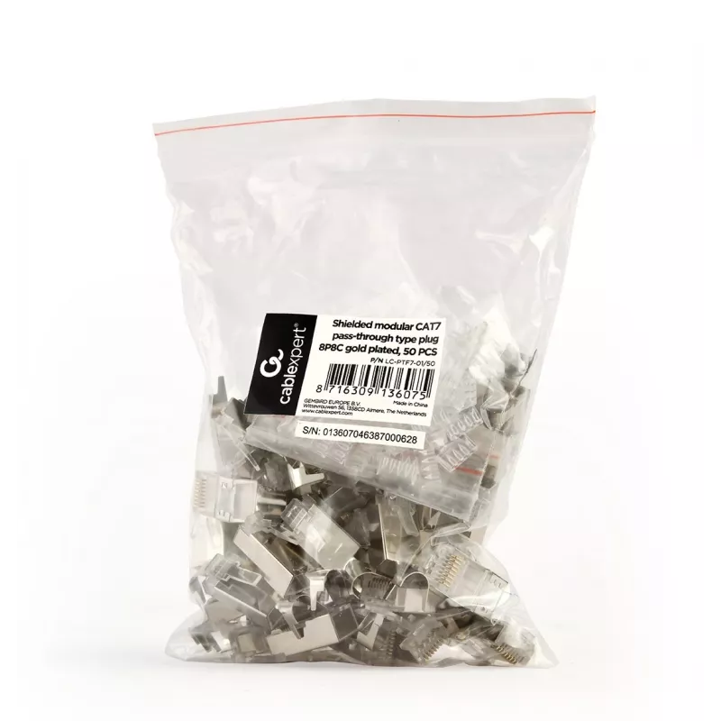 RJ45-stekker GEMBIRD CAT7 8P8C verguld 15µm FTP/SFTP 50-pack