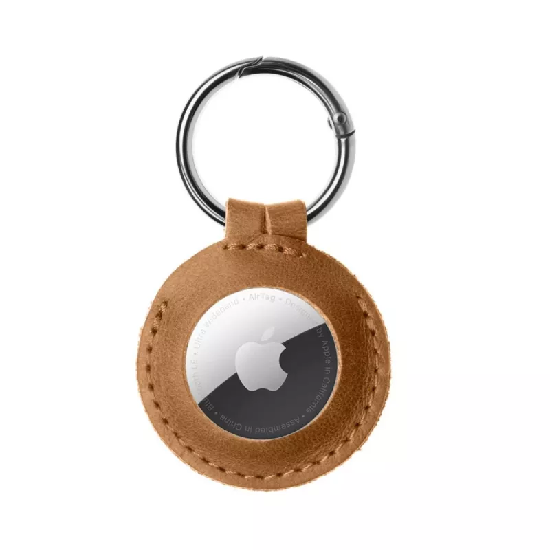Hoesje voor AirTag FIXED FIXWAT-C2-BRW echt runderleer bruin — beschermende leren houder voor Apple AirTag