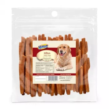 Hilton konijnenreepjes hondensnack 500 g — dieetsnack van konijnenvlees, 500 g zak, 30% proteïne, 3% vet