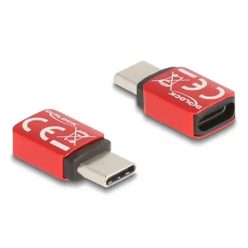 Delock 60689 USB-C-datablocker, USB-C-stekker naar USB-C-aansluiting, 240 W, rood