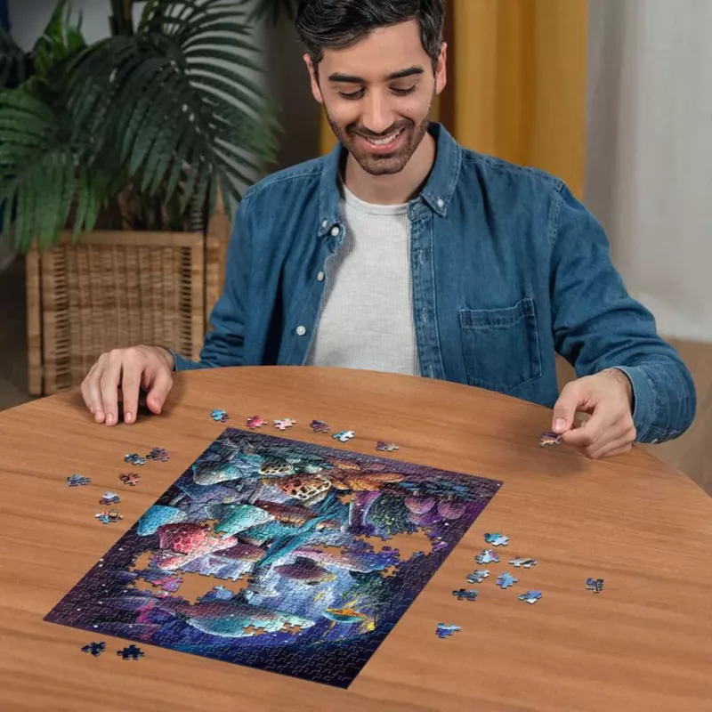 Ravensburger puzzel In het maanlicht oplichtende paddenstoelen, nagloeiend, 500 stukjes
