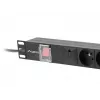 Stroomverdeeleenheid LANBERG PDU-06E-0200-BK — 6x Type-E-uitgangen, 16 A, 2 m kabel, 1HE rack, 220–250 V