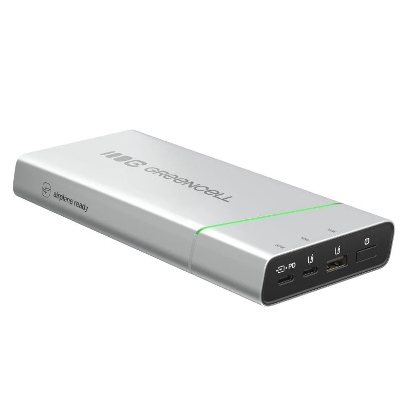 Draagbare accu Green Cell BPLGC20P 20800 mAh lithium-ion, USB-C PD 65W, 2x USB-C + 1x USB-A, aluminium behuizing