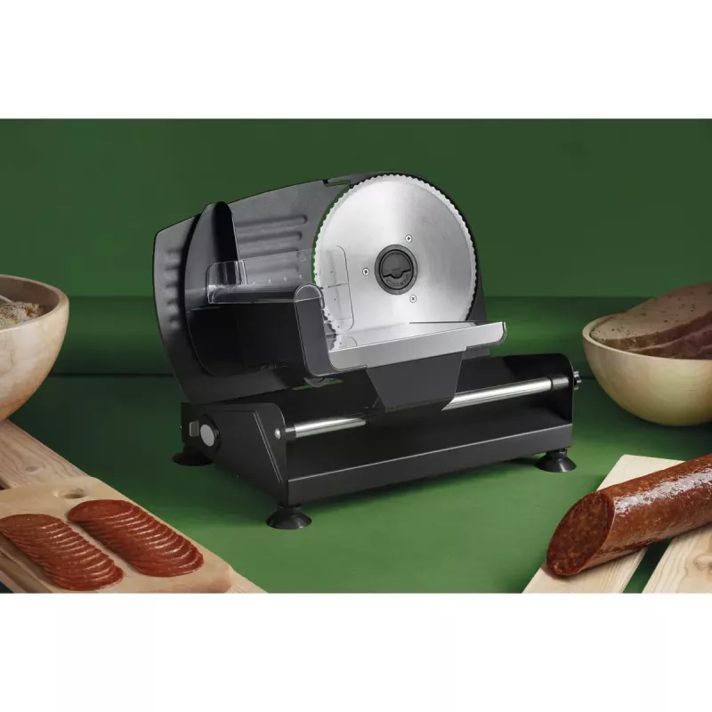 Jata JECF1200 elektrische snijmachine, 200 W, roestvrijstalen mes van 190 mm, snijdikte 0-15 mm