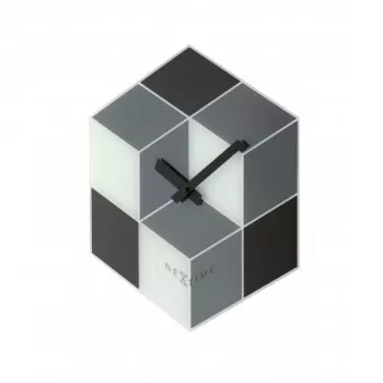 NeXtime klok 8171 Cubic, 43,5x37 cm, wand, zwart/wit/grijs