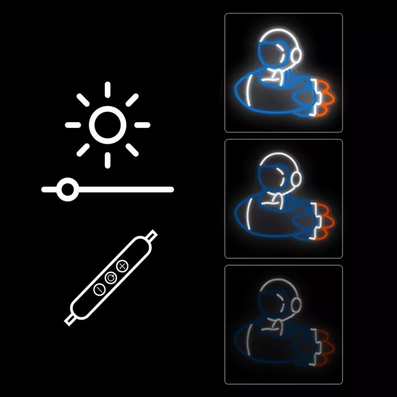 Decoratieve neonlamp MANTA SNL90MT Style Neon Lights — astronaut op raket motief