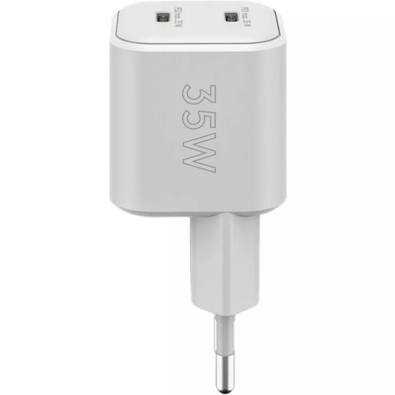 USB-C dual-fast oplader Nano, PD, GaN, 35 watt (wit, 2x USB-C, Power Delivery 3.0)