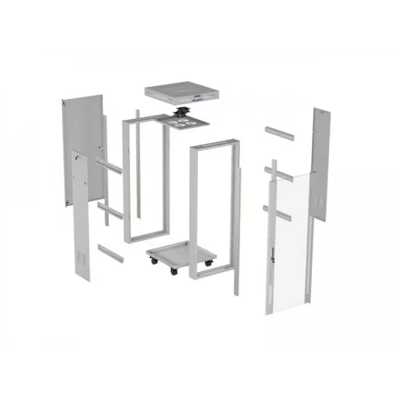 LANBERG 19 inch 32U staande serverrackkast 600×600 mm grijs met geperforeerde deuren en LCD (flat pack)