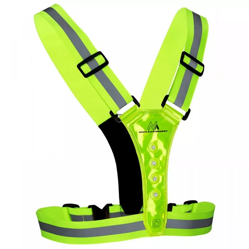 Veiligheids-LED-reflectorvest MACLEAN MCE425 – 360° zichtbaarheid, verstelbare maat