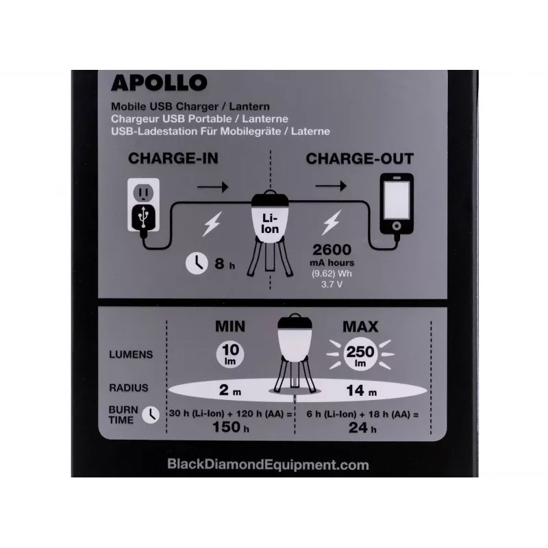 Op batterijen werkende campinglantaarn Black Diamond Apollo
