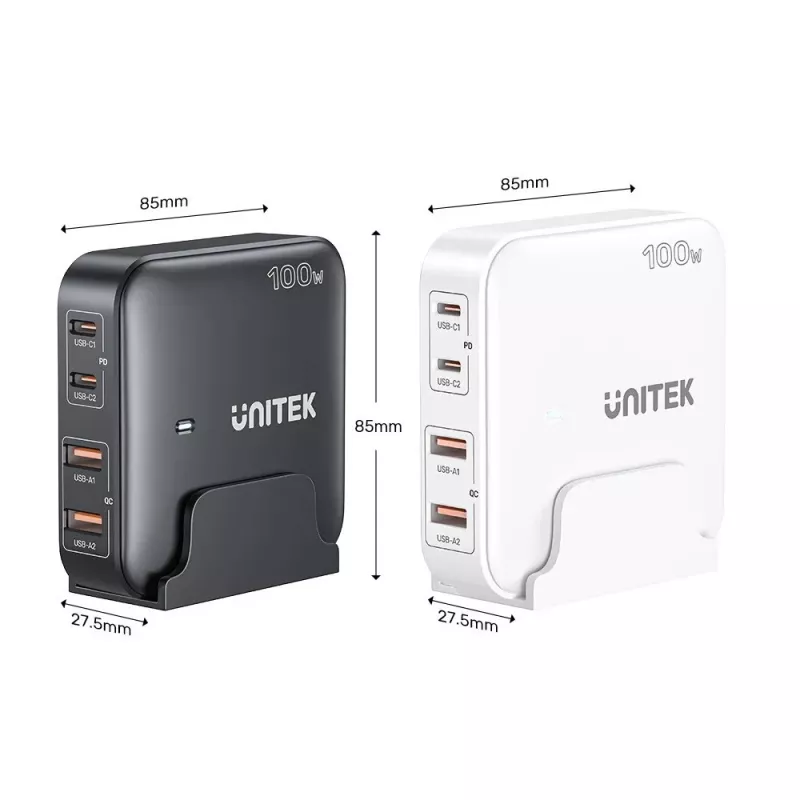 Unitek bureau-oplader P1229ABK01-EU 100 W met 2× USB-A en 2× USB-C