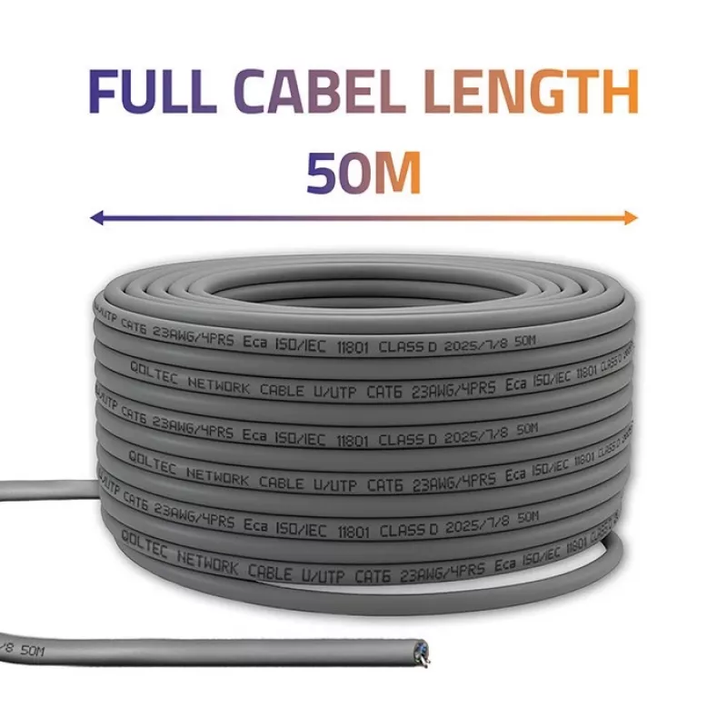 UTP-patchkabel QOLTEC CAT6 50 m koper (Cu) grijs
