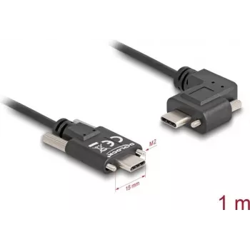 DeLOCK USB 2.0-kabel USB Type-C-stekker naar USB Type-C-stekker haaks links/rechts PD 3.0 60W 1m