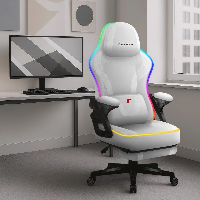 RGB-witte mesh-gamingstoel