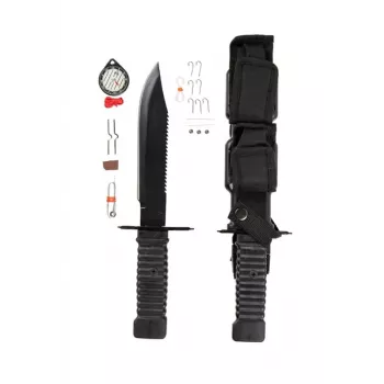Vast survivalmes Mil-Tec Special Forces 15368000 – roestvrij staal, volledige angel, 310 mm totale lengte, 185 mm lemmet, zwart