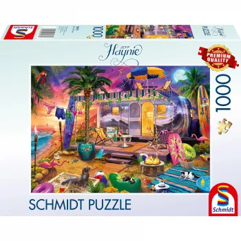 Puzzel Schmidt Spiele Jeff Haynie 1000 stukjes — caravan aan zee, landschapspuzzel met 1000 stukjes