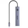 USB-C-hub Unitek H1124AGY01 met 100W PD, HDMI 2.0, 2x USB‑A, 2x USB‑C, SD/microSD-kaartlezer — aluminium