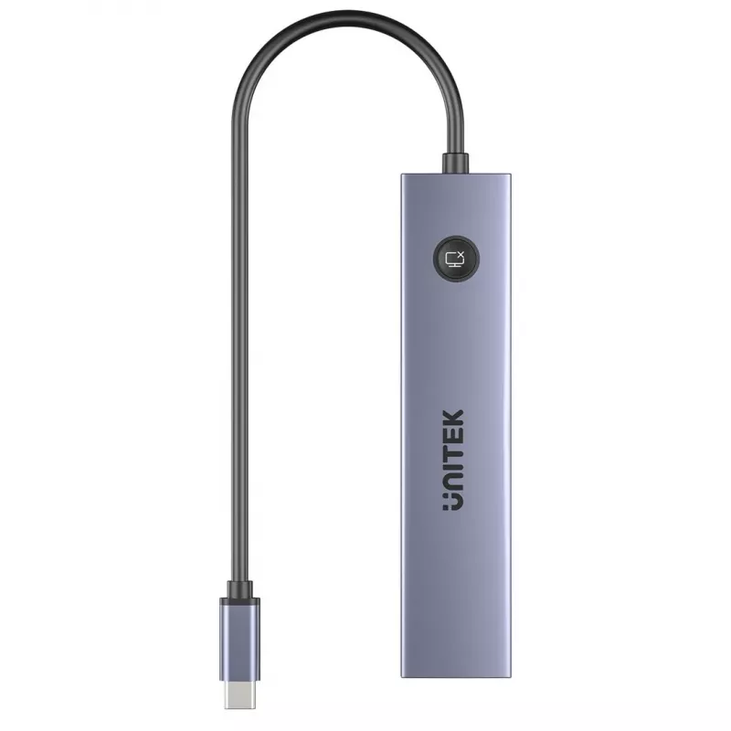 USB-C-hub Unitek H1124AGY01 met 100W PD, HDMI 2.0, 2x USB‑A, 2x USB‑C, SD/microSD-kaartlezer — aluminium