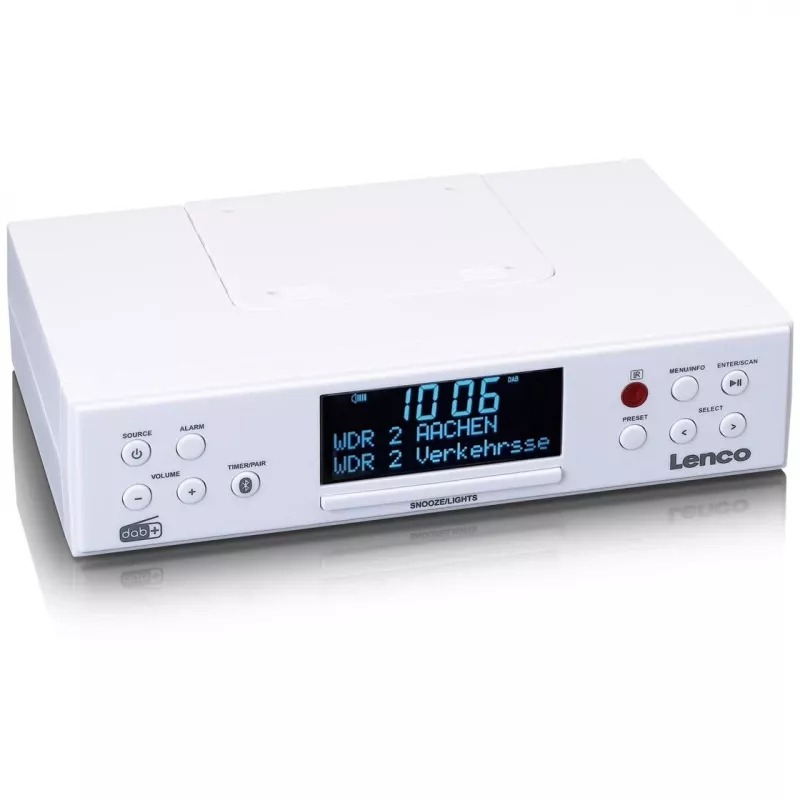 Lenco KCR-190WH keukenradio voor onderbouw met PLL FM, DAB+ en Bluetooth, wit