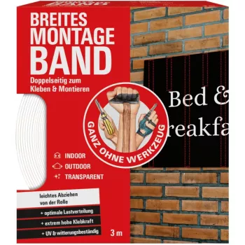 GOW montageband breed, 3m x 38mm, plakband transparant