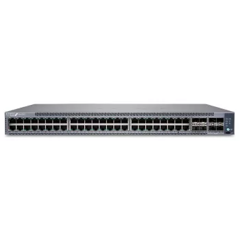 Juniper EX4100 48-poorts 10/100/1000BaseT PoE+, 4x 10G SFP+ uplink-poorten, 4x 25G SFP28 stacking-/uplink-poorten, redundante ventilatoren, 1 AC-voeding JPSU-920-AC-AFO inbegrepen (optiek apart verkrijgbaar) met standaard-SW. TAA-conform. (EX4100-48P)