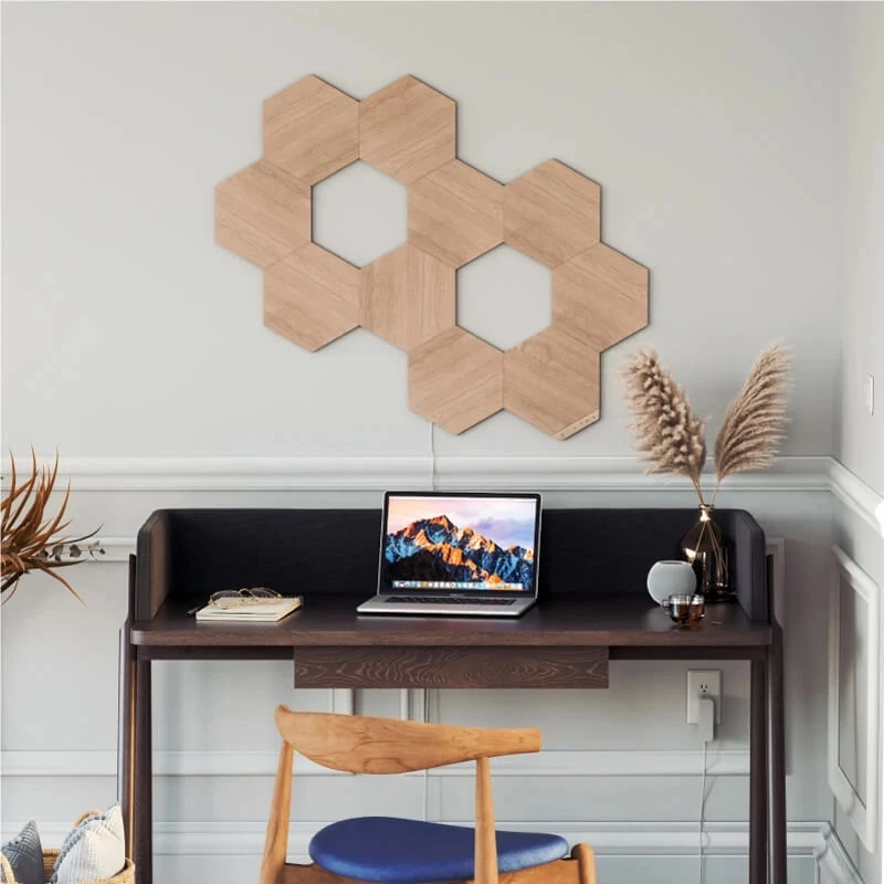 Nanoleaf | Elements Wood Look Hexagons Starterskit (13 panelen) | Koudwit + Warmwit