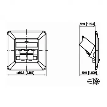 METZ CONNECT BTR E-DAT Module 8/8(8) UP - aansluitdoos, inbouw - RJ-45 X 2 - zuiver wit, RAL 9010 (1309121002-E)