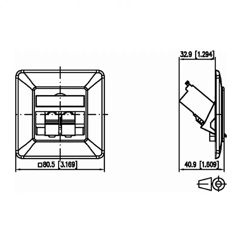 METZ CONNECT BTR E-DAT Module 8/8(8) UP - aansluitdoos, inbouw - RJ-45 X 2 - zuiver wit, RAL 9010 (1309121002-E)